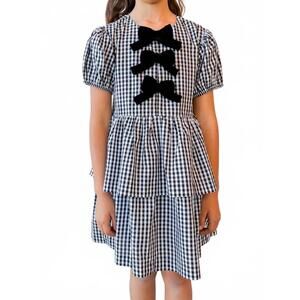 NEW SEA isadora solid puffy sleeve dress in black and white